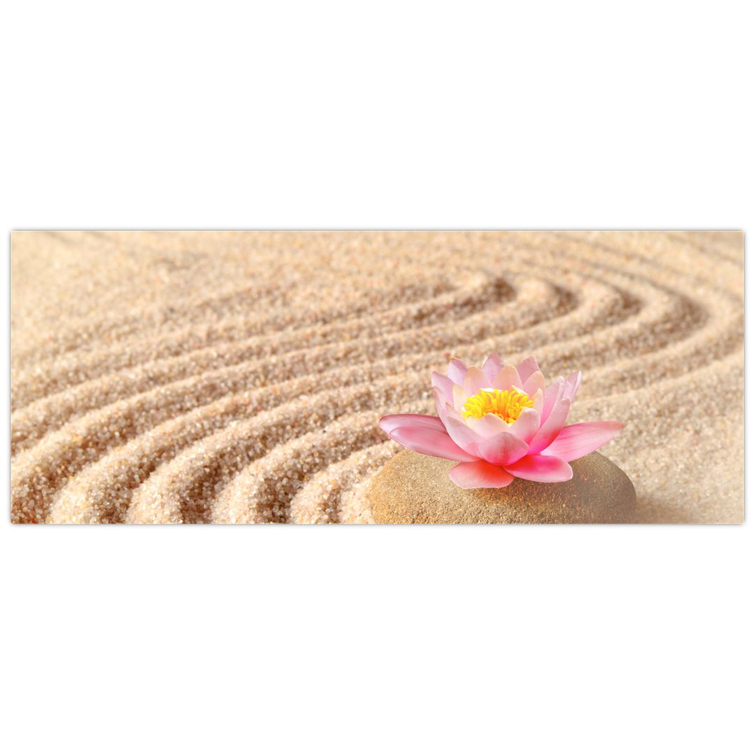 Tablou cu piatră și floare pe nisip (V020864V10040)