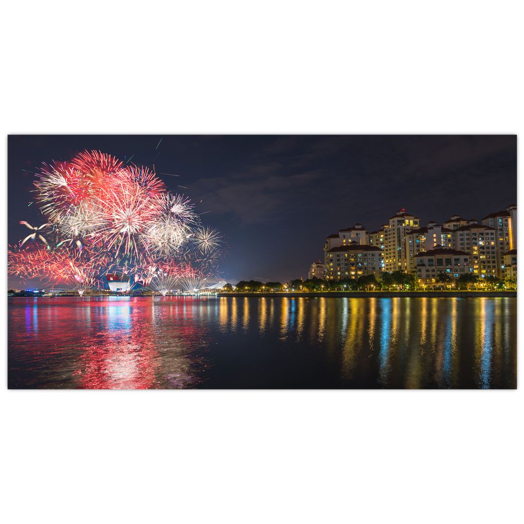 Skleněný obraz ohňostroje v singapuru (V020035V10050GD)