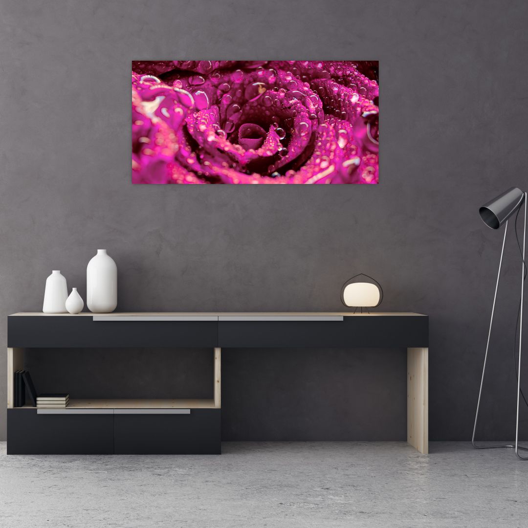 Skleněný obraz růžového květu růže (V020056V10050GD)