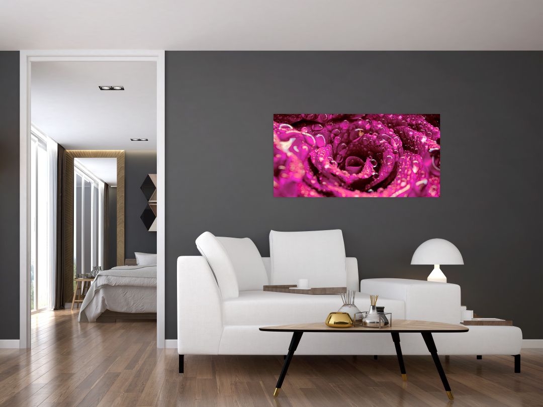 Skleněný obraz růžového květu růže (V020056V10050GD)