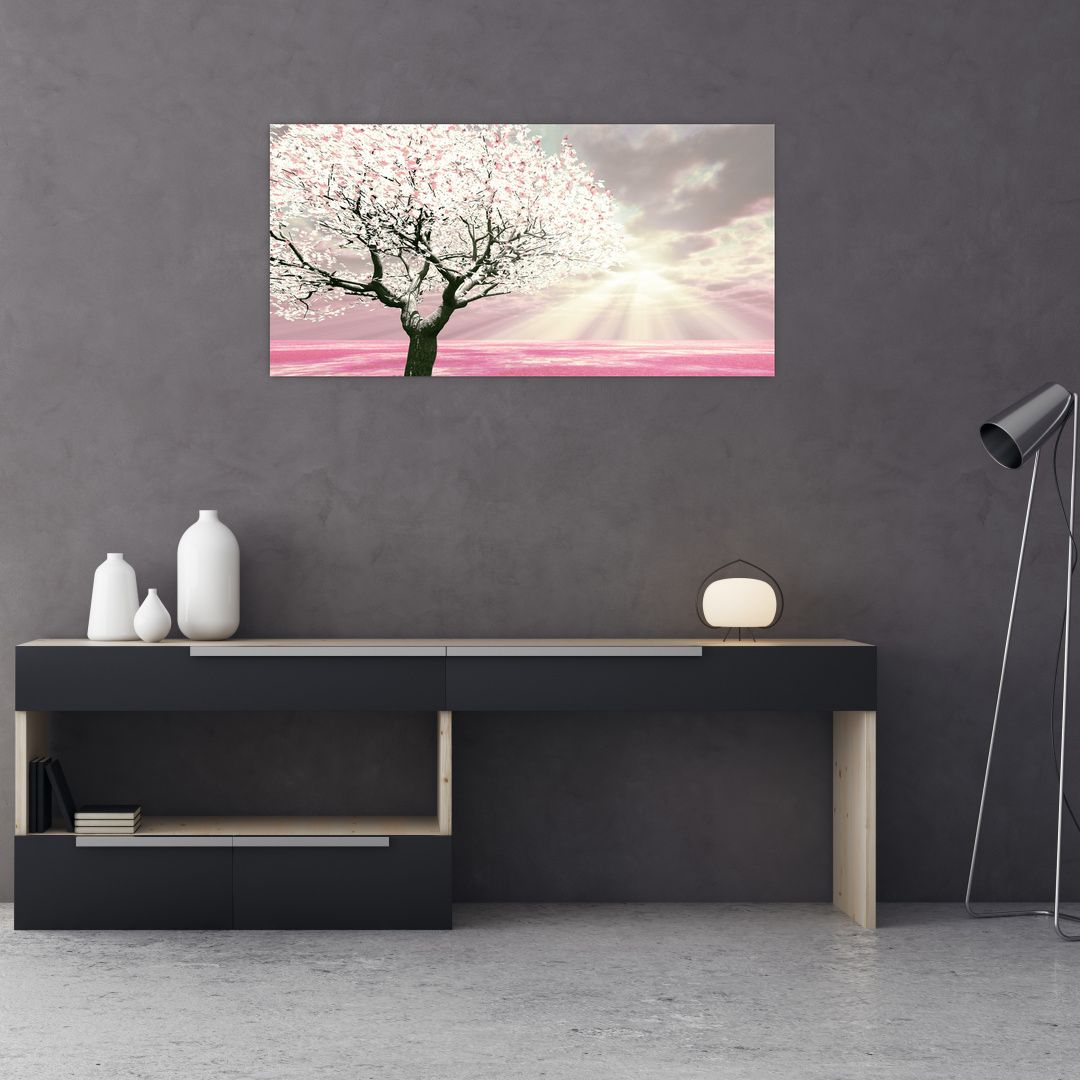 Růžový obraz stromu (V020058V10050GD)