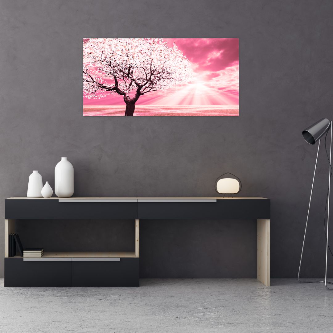 Růžový obraz stromu (V020096V10050GD)