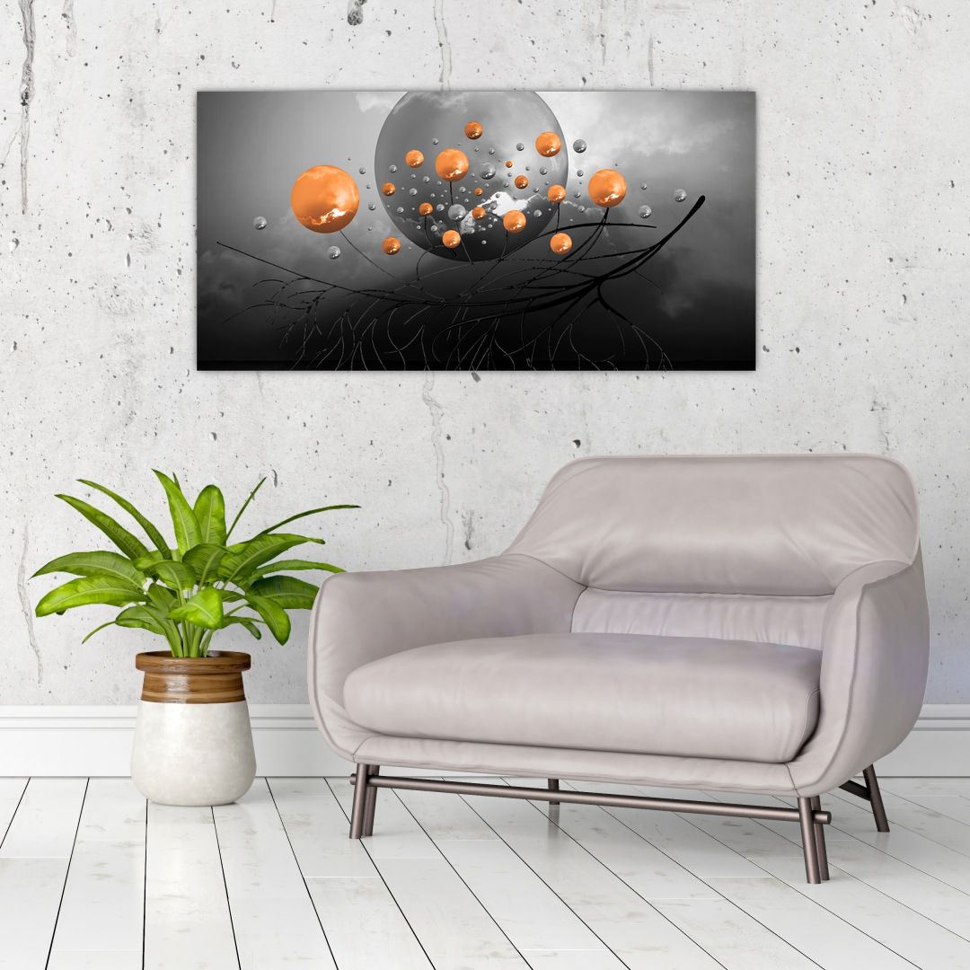 Skleněný obraz oranžových koulí (V020104V10050GD)