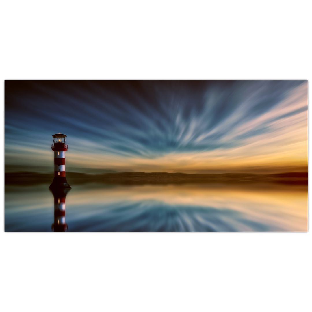 Skleněný obraz majáku v moři (V020167V10050GD)