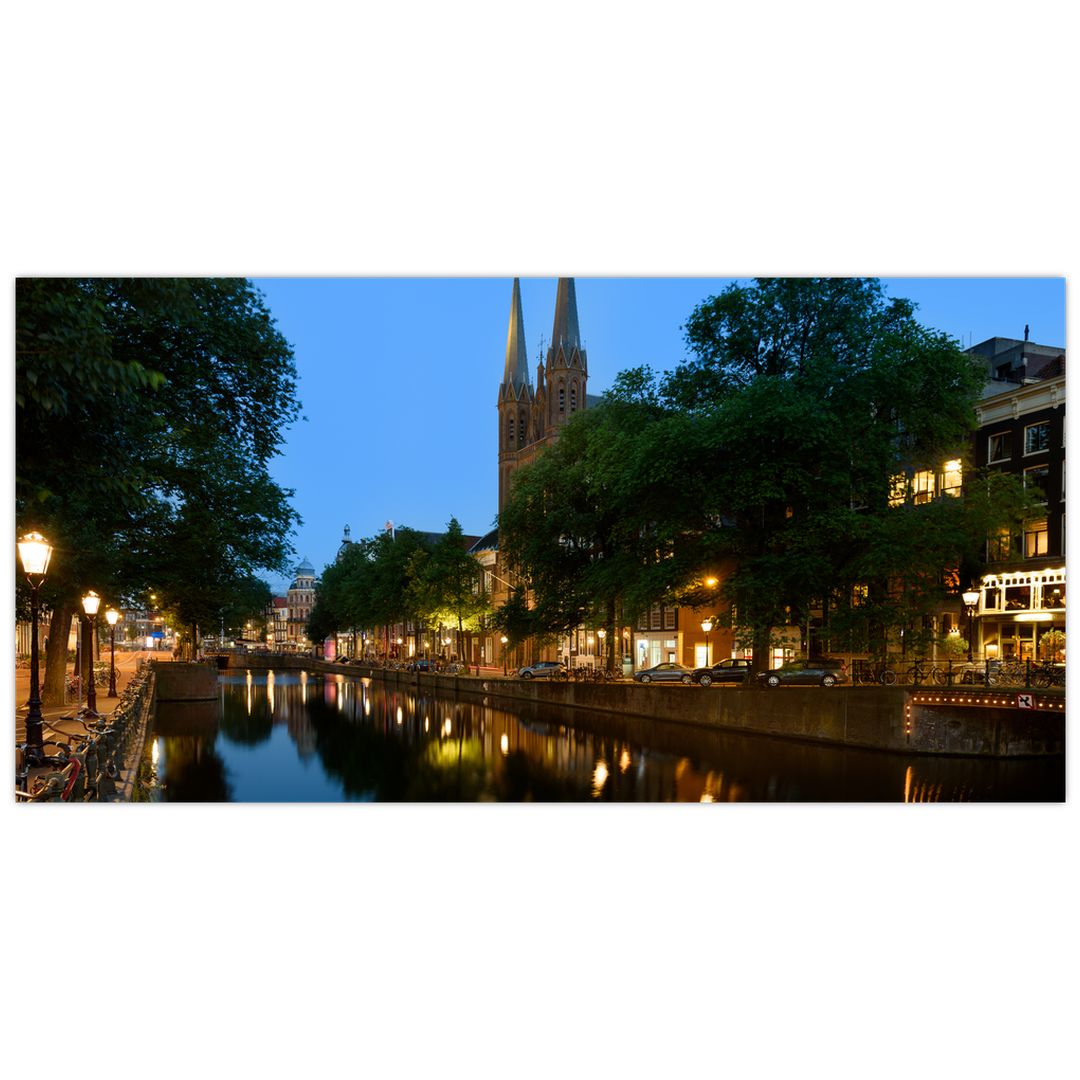 Skleněný obraz nočního historického města (V020211V10050GD)