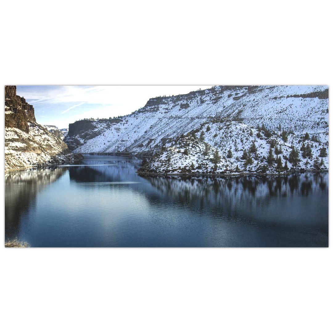 Skleněný obraz - zimní krajina s jezerem (V020216V10050GD)