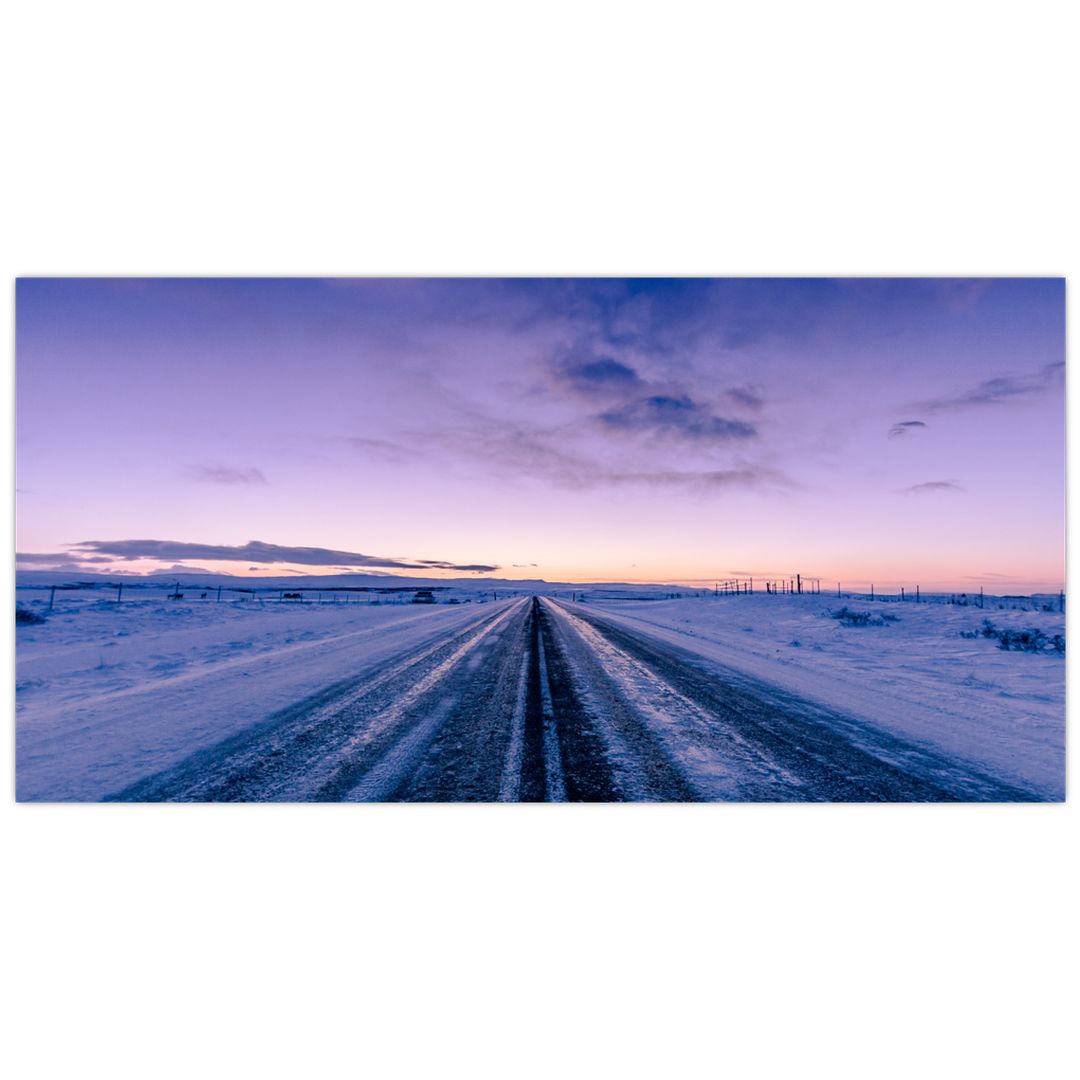 Skleněný obraz silnice v zimě (V020229V10050GD)