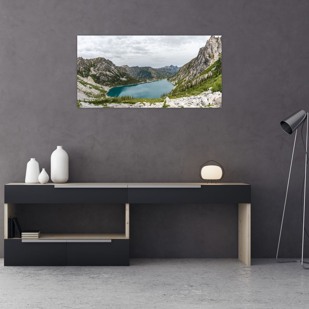 Skleněný obraz jezera v horách (V020243V10050GD)