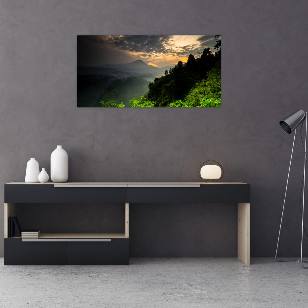 Skleněný obraz - zelená horská krajina (V020249V10050GD)