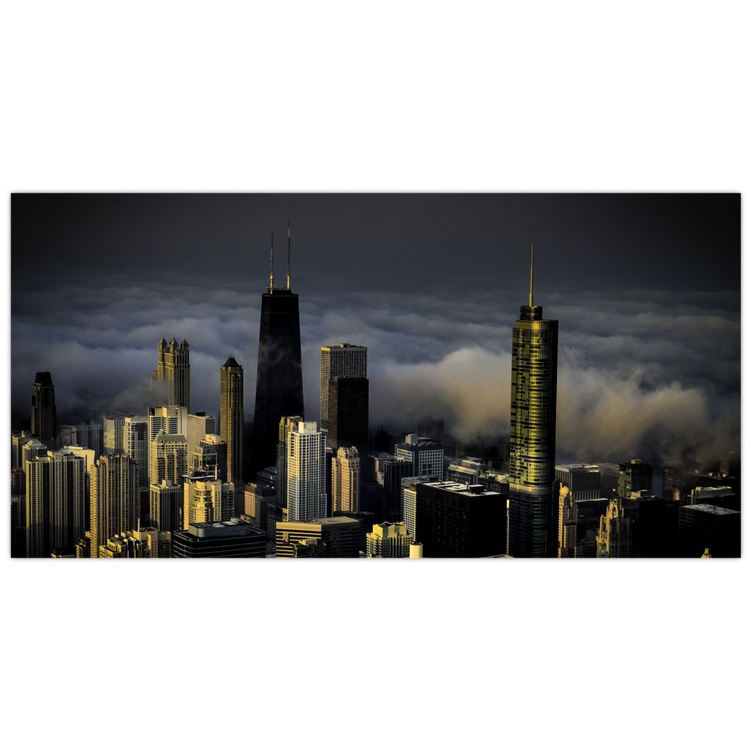 Skleněný obraz města v oblacích (V020337V10050GD)