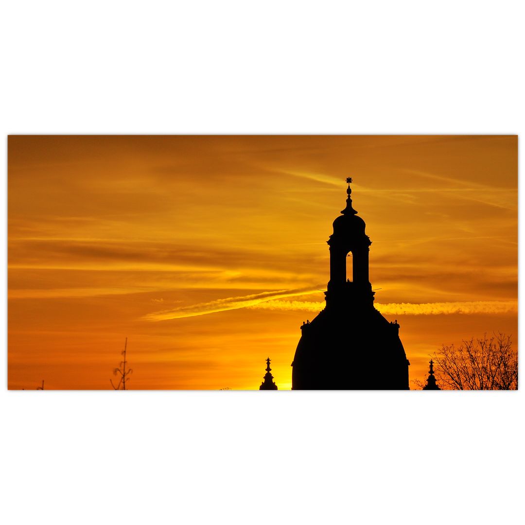 Skleněný obraz kostelu v západu slunce (V020354V10050GD)