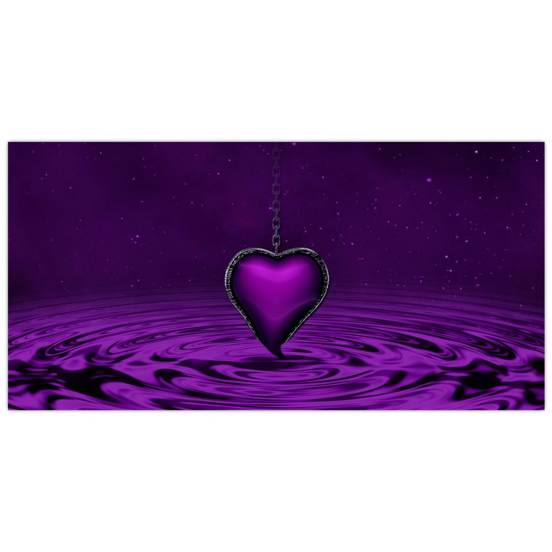Skleněný obraz fialového srdce (V020396V10050GD)