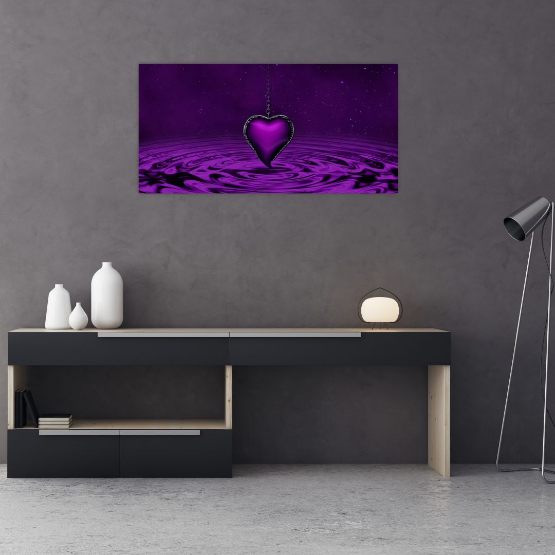 Skleněný obraz fialového srdce (V020396V10050GD)