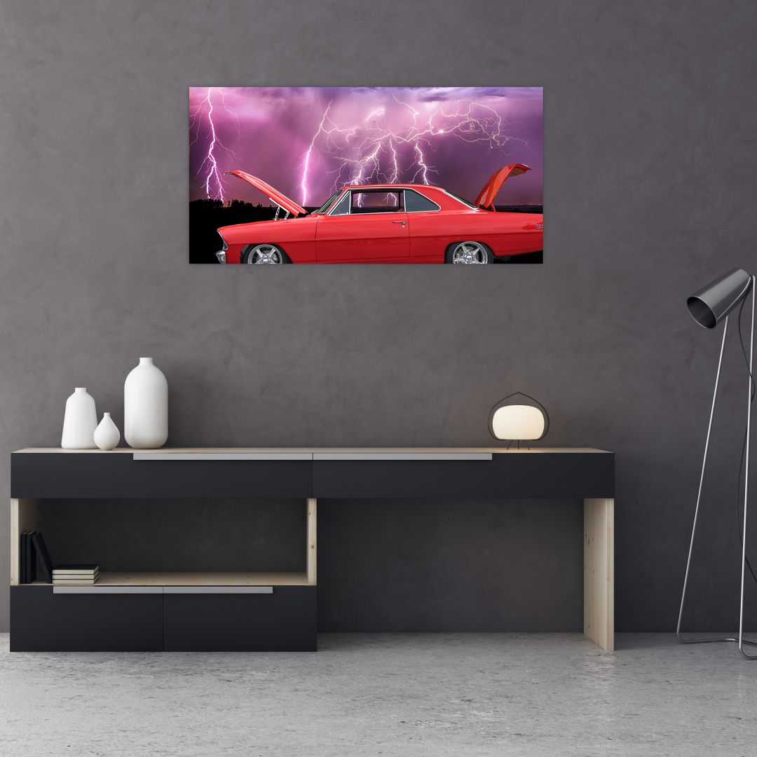 Skleněný obraz červeného auta (V020409V10050GD)