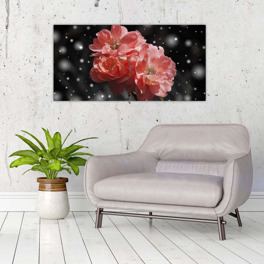 Skleněný obraz růžové květiny (V020471V10050GD)