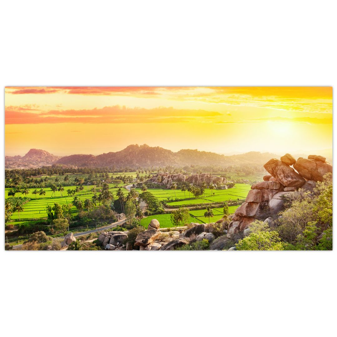 Skleněný obraz Hampi údolí v Indii (V020939V10050GD)