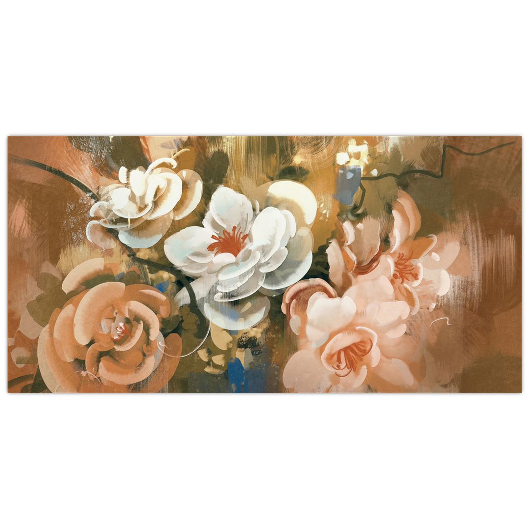 Tablou pe sticlă - Buchet de flori pictat (V022001V10050GD)