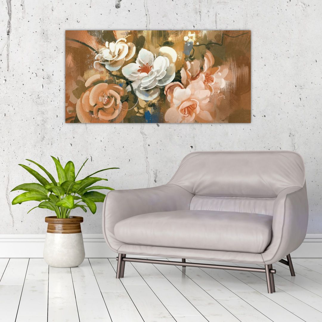 Skleněný obraz - Malovaná kytice květin (V022001V10050GD)