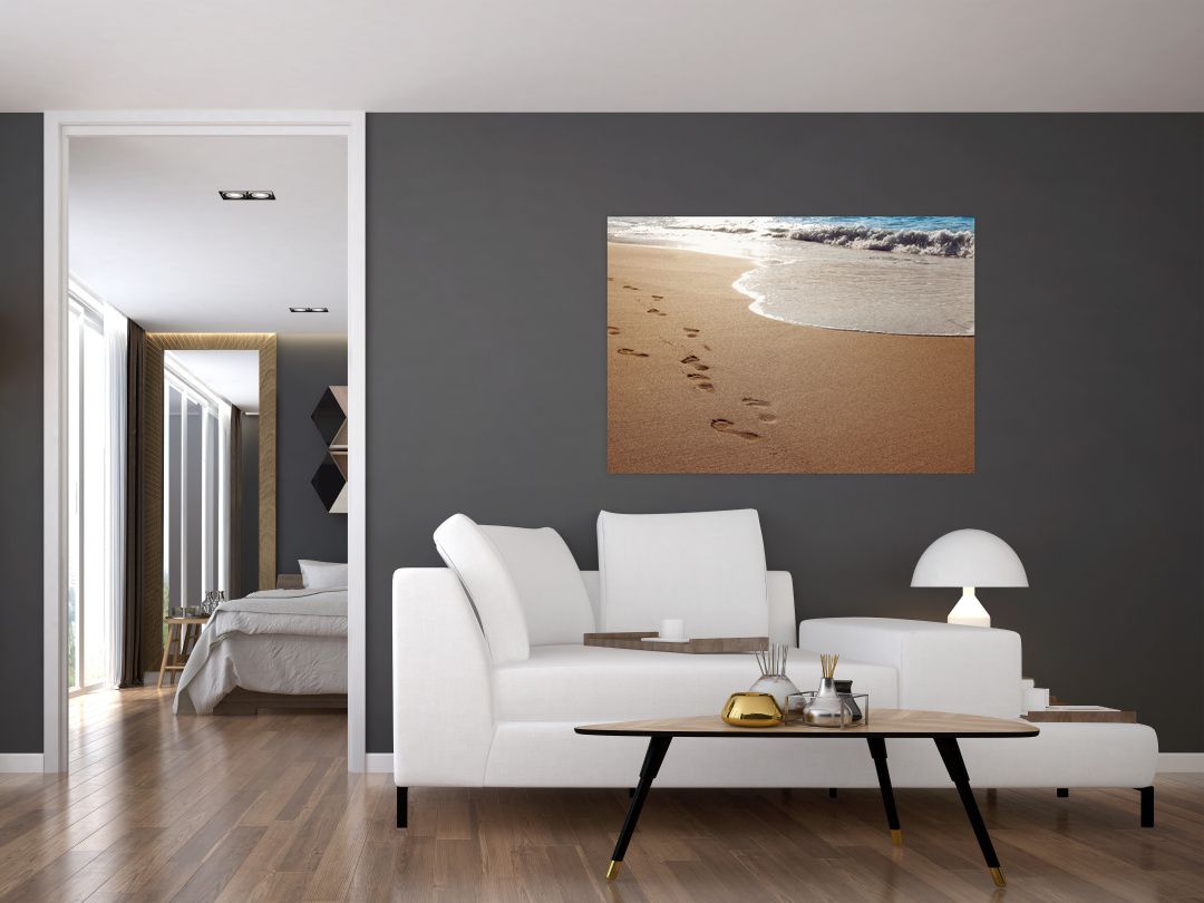 Obraz - stopy v písku a moře (V020583V10070)