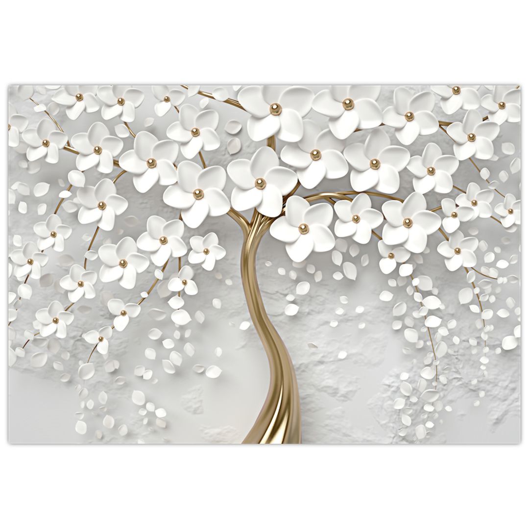 Obraz bílého stromu s květinami (V020977V10070)