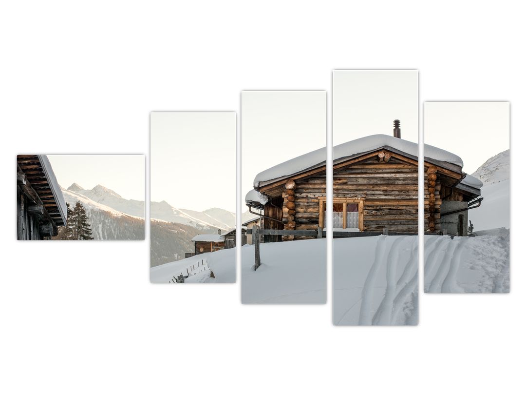 Obraz - horská chata ve sněhu (V020589V11060)