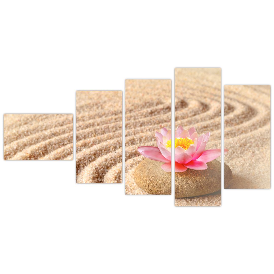 Tablou cu piatră și floare pe nisip (V020864V11060)