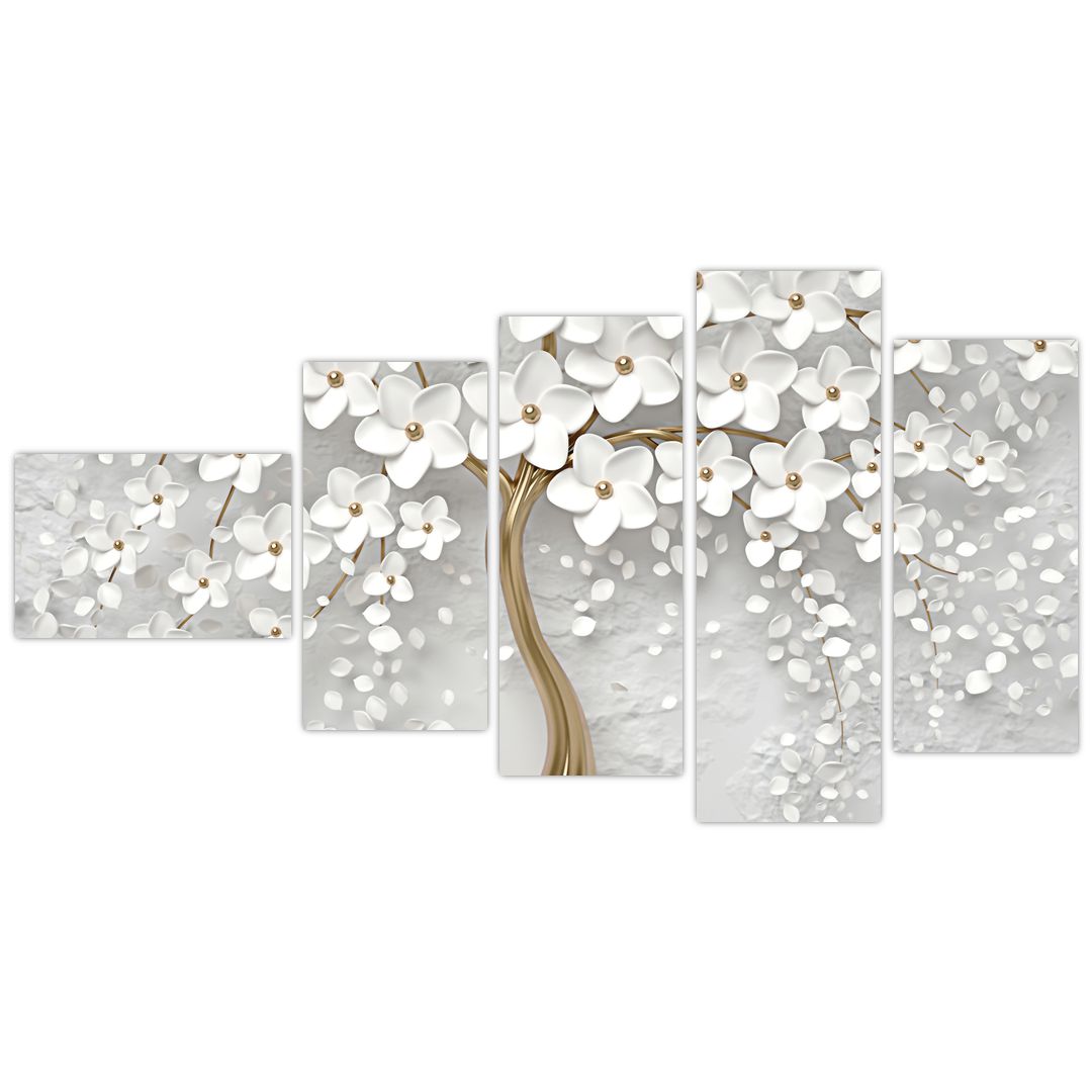 Obraz bílého stromu s květinami (V020977V11060)