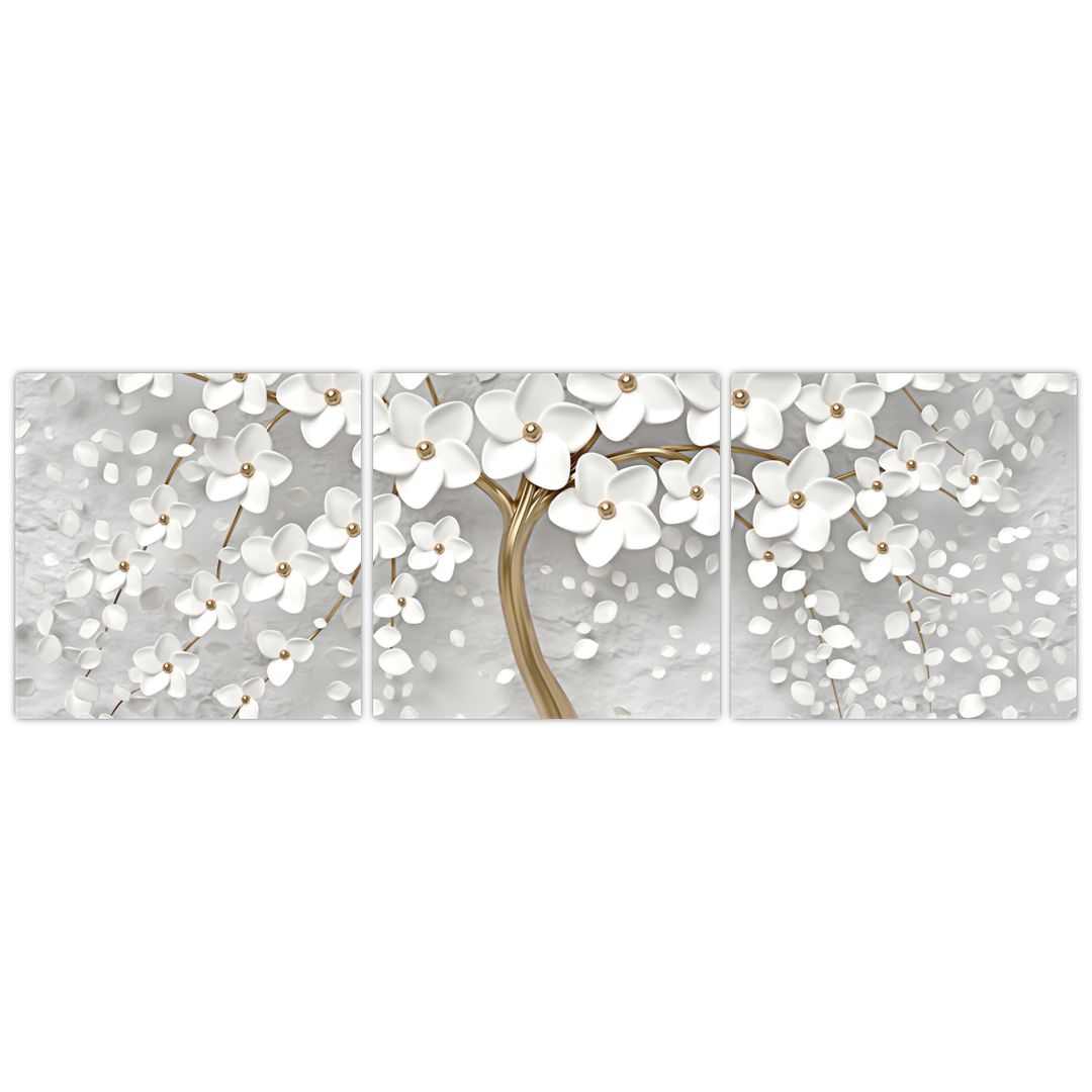 Obraz bílého stromu s květinami (V020977V12040)