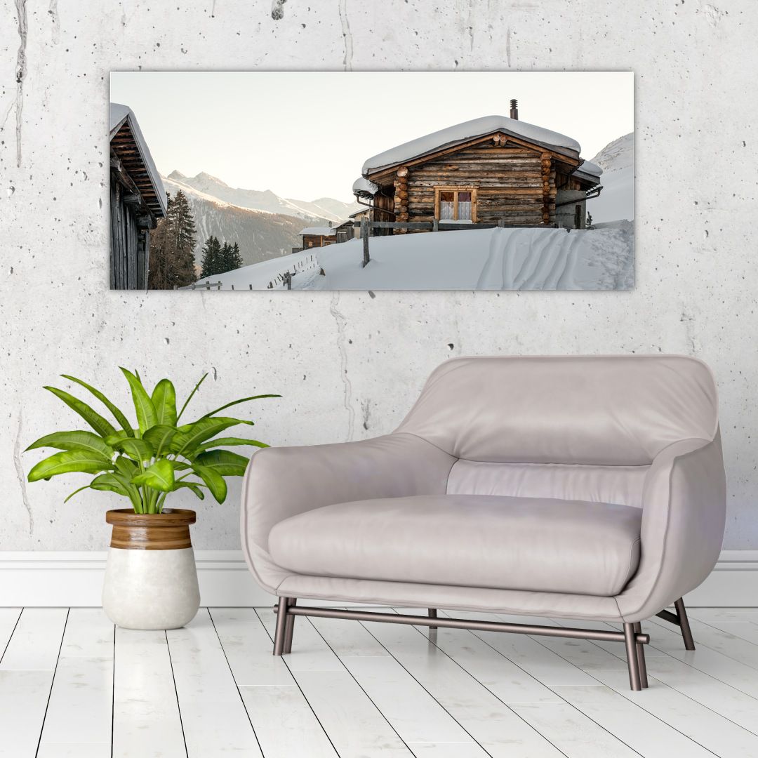 Obraz - horská chata ve sněhu (V020589V12050)