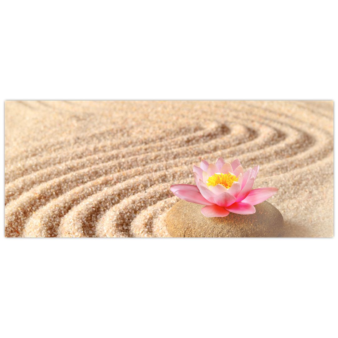 Tablou cu piatră și floare pe nisip (V020864V12050)