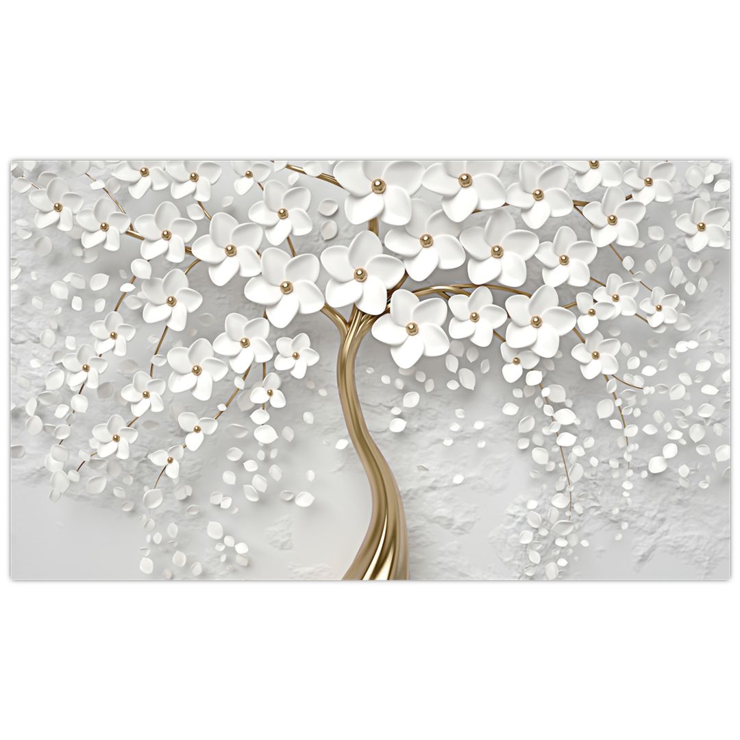 Obraz białego drzewa z kwiatami (V020977V12070)