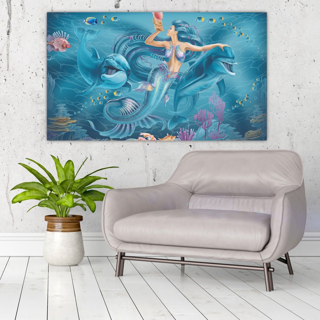 Tablou - Sirenă cu delfini (V023055V12070)