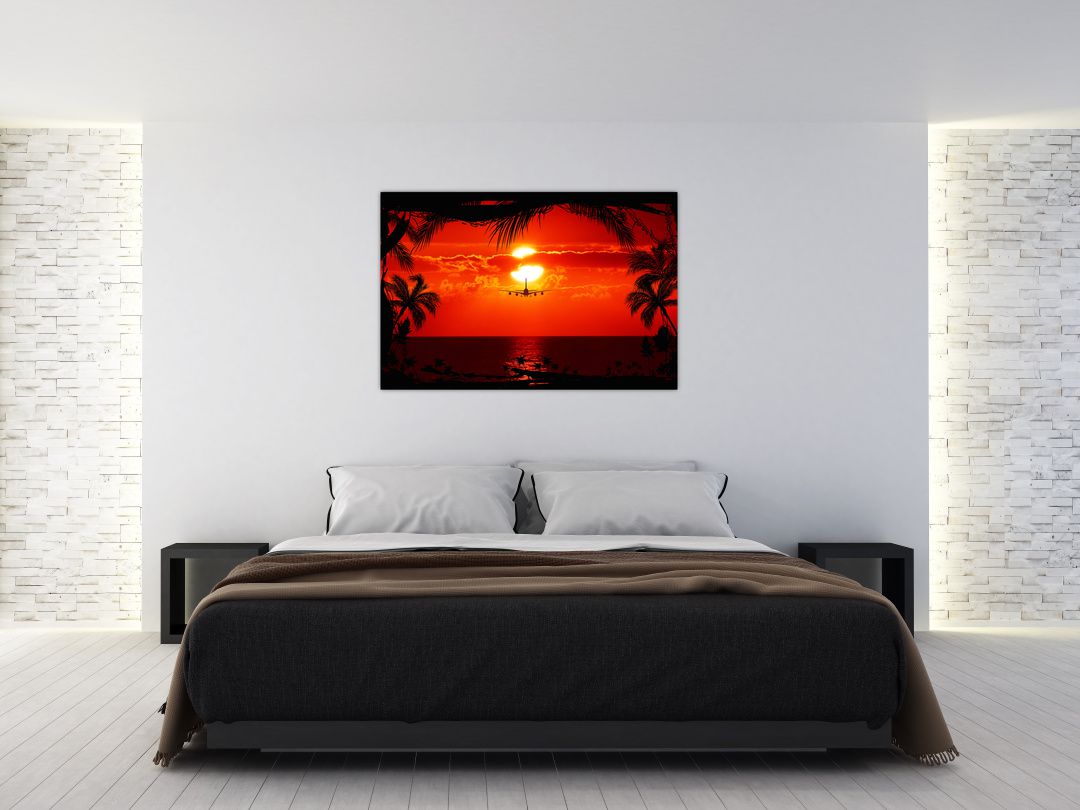 Obraz - západ slunce s letadlem (V020623V12080)