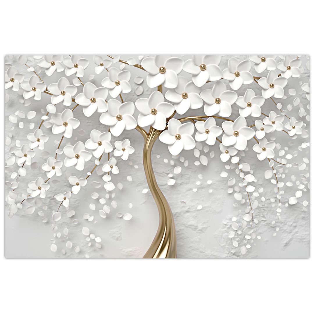 Schilderij - Witte boom met bloemen (V020977V12080)