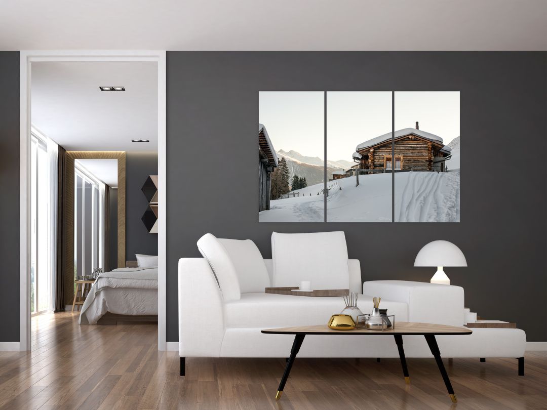 Obraz - horská chata ve sněhu (V020589V120803PCS)