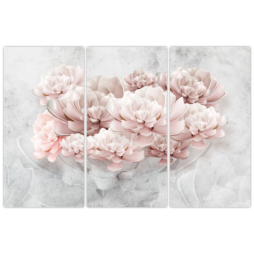 Bild auf Leinwand - Rosa Blüten auf der Mauer | Leinwandbilder