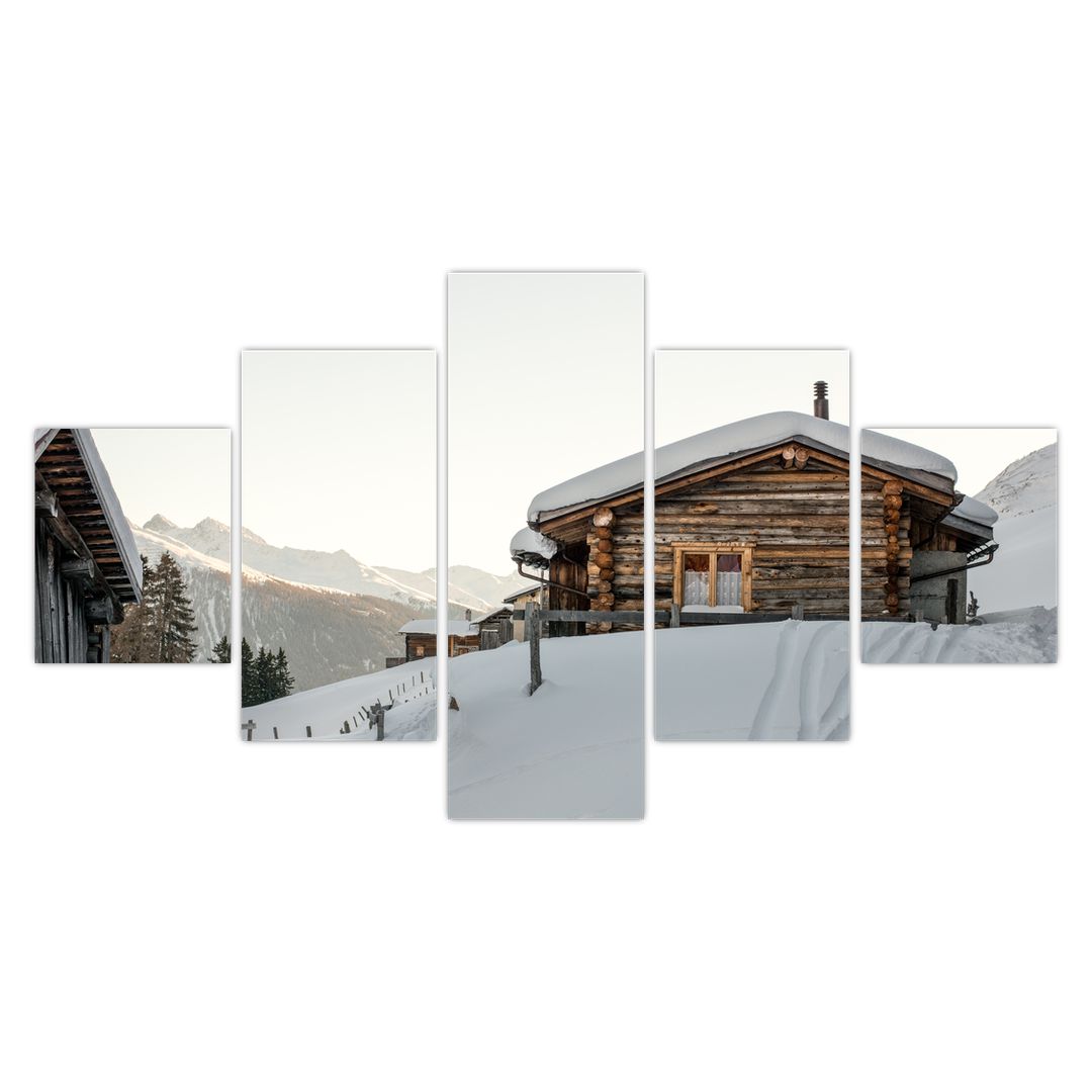 Obraz - horská chata ve sněhu (V020589V12570)