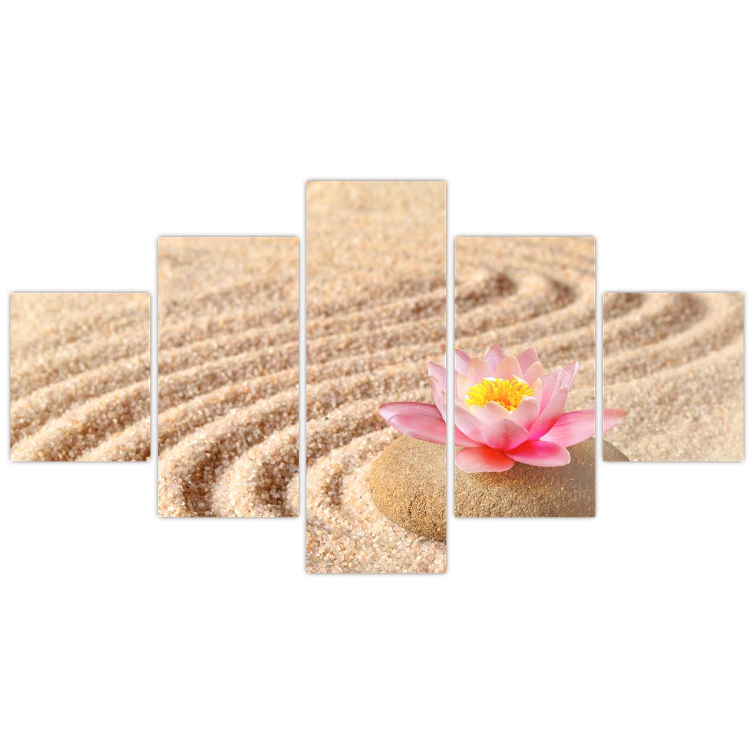 Tablou cu piatră și floare pe nisip (V020864V12570)