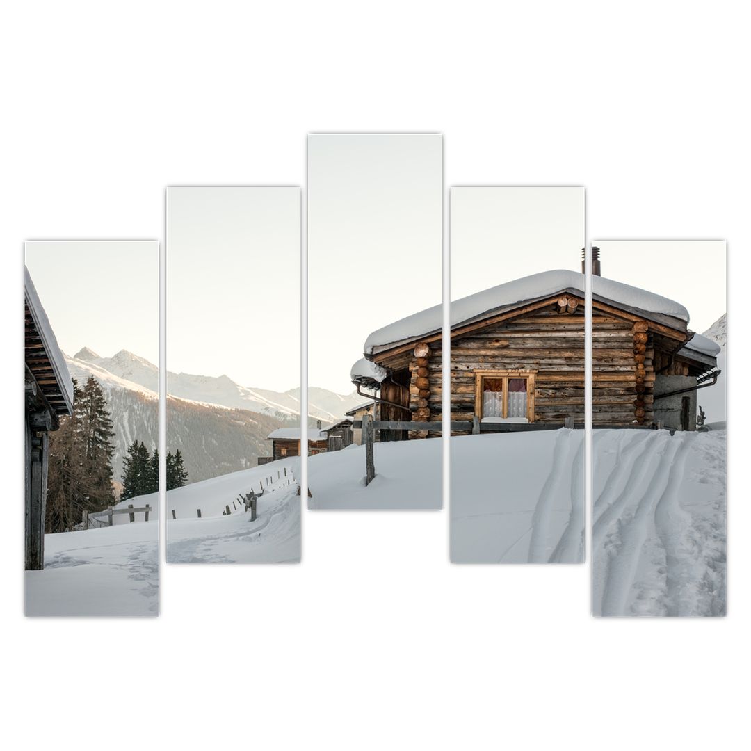 Obraz - horská chata ve sněhu (V020589V12590)