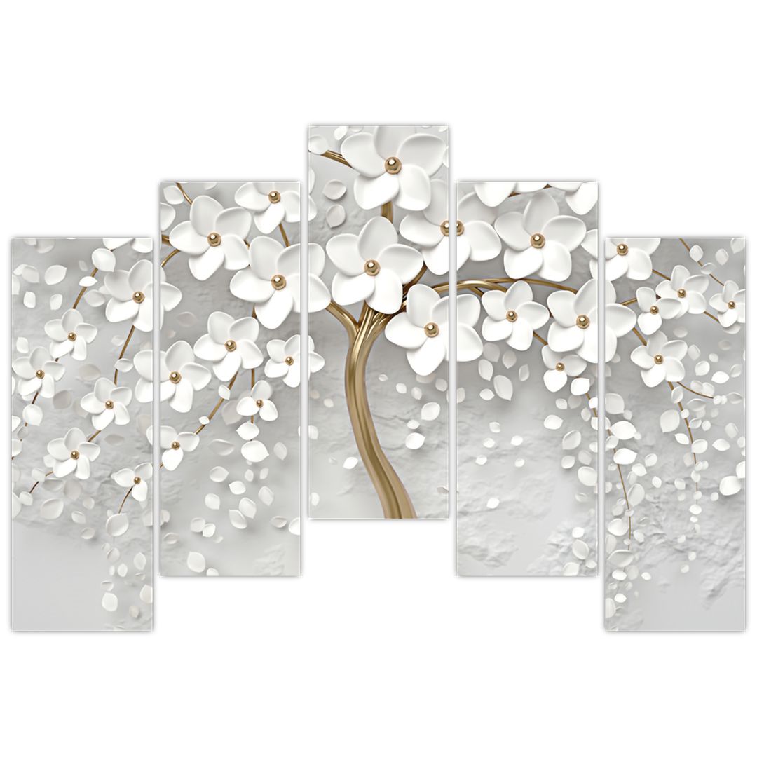Obraz bílého stromu s květinami (V020977V12590)