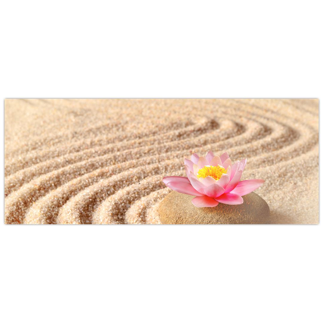 Tablou cu piatră și floare pe nisip (V020864V14558)