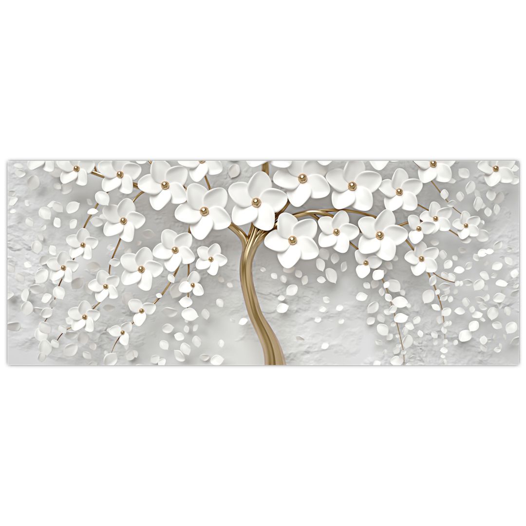 Obraz bílého stromu s květinami (V020977V14558)