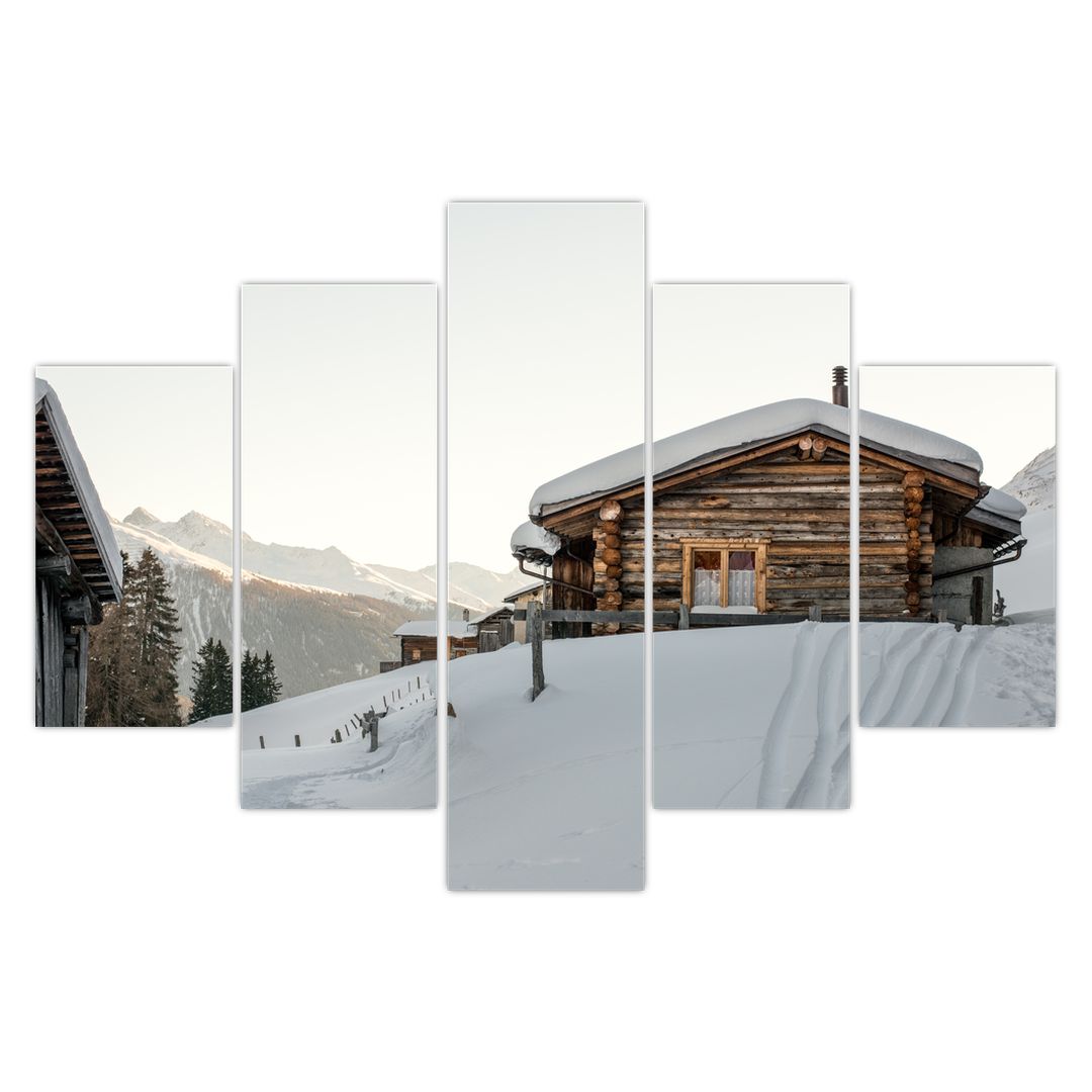 Obraz - horská chata ve sněhu (V020589V150105)