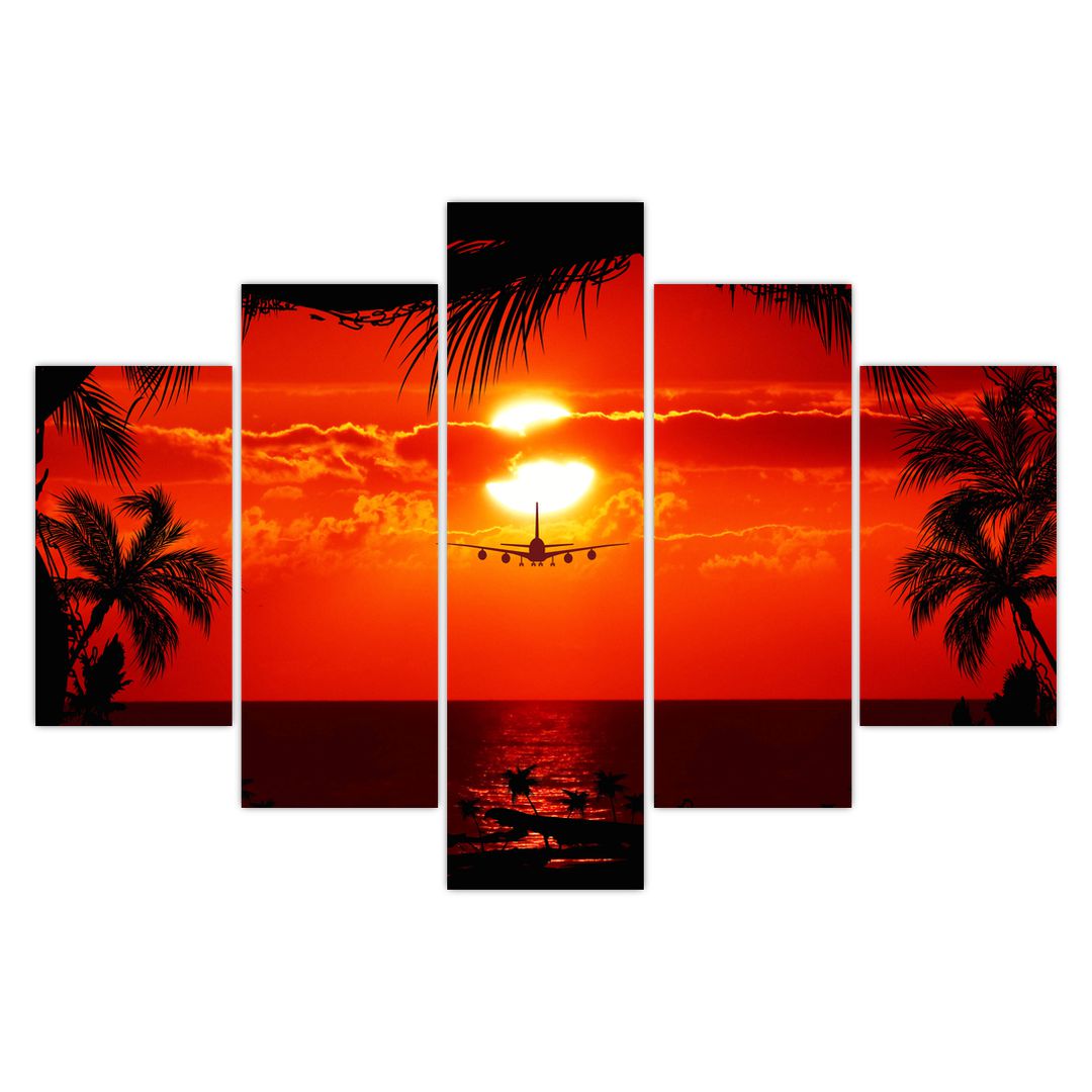 Obraz - západ slunce s letadlem (V020623V150105)
