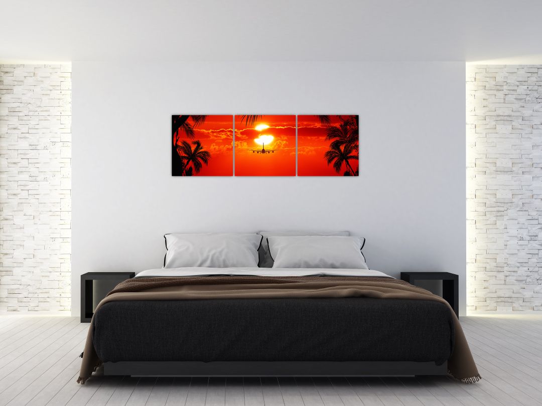 Obraz - západ slunce s letadlem (V020623V15050)