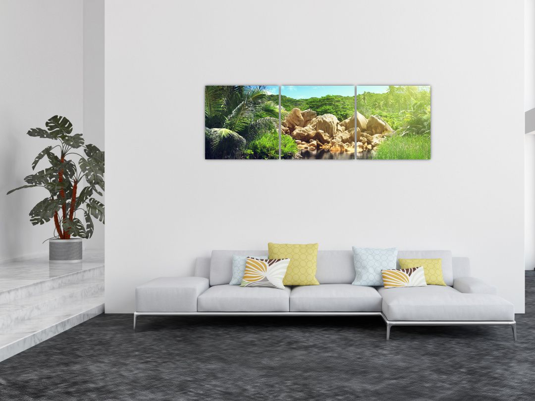 Obraz jezera v Seychelské džungli (V020651V15050)