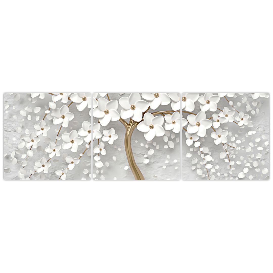 Obraz bílého stromu s květinami (V020977V15050)