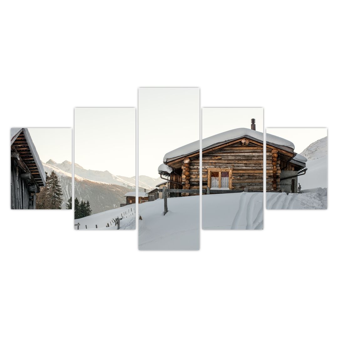 Obraz - horská chata ve sněhu (V020589V150805PCS)