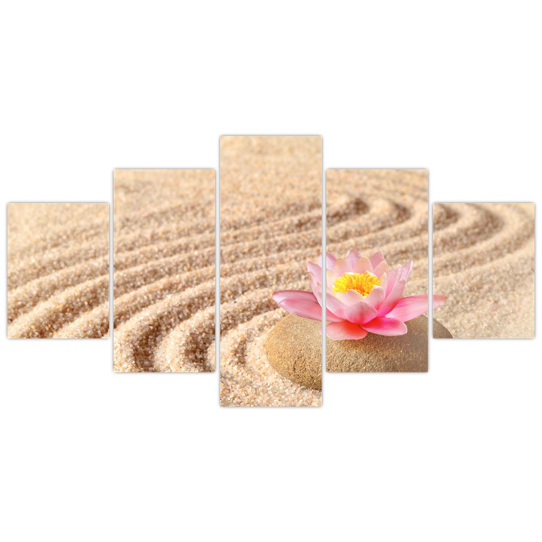 Tablou cu piatră și floare pe nisip (V020864V150805PCS)
