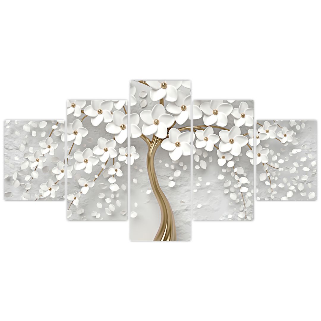 Obraz bílého stromu s květinami (V020977V150805PCS)